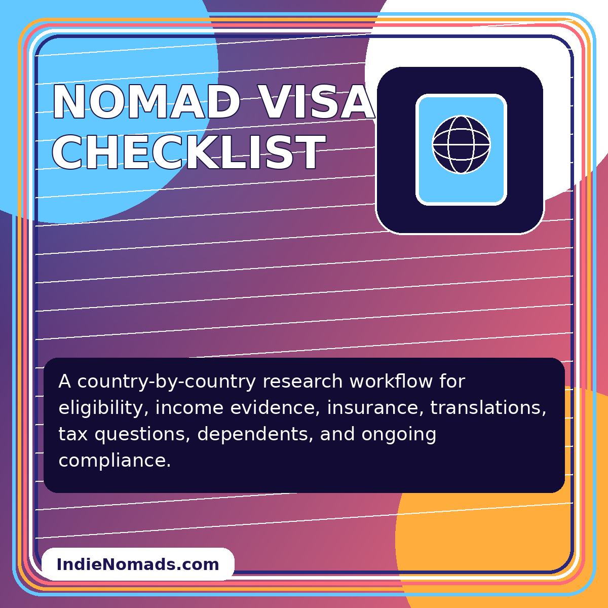 Neon editorial card for Nomad Visa Checklist